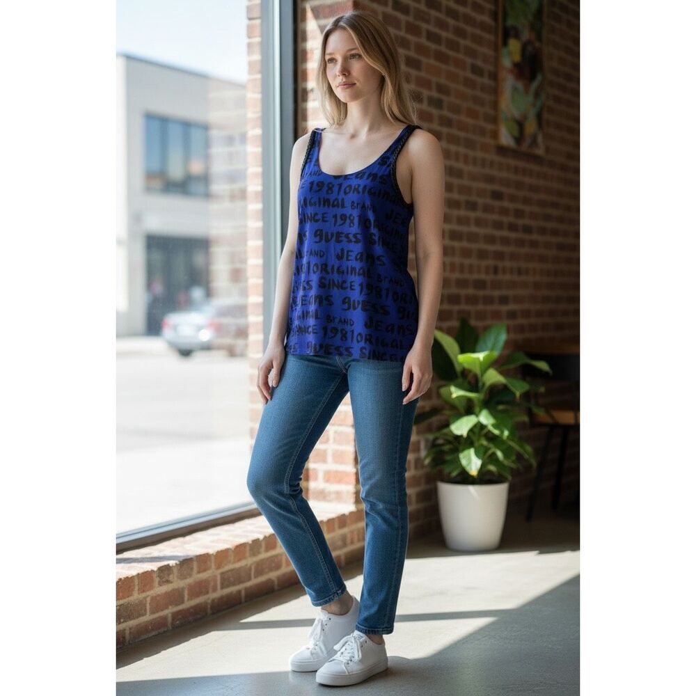 Guess Cobalt Blue Sleeveless Blouse Tank Top size